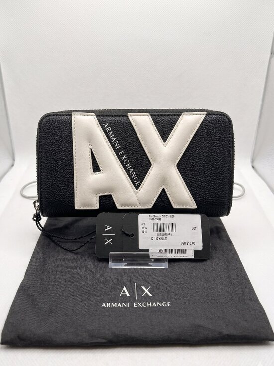 Armani Exchange Handbags - Armani Exchange Black Horizontal Zip-Around Continental Long Wallet w/ Dust Bag
